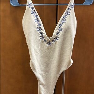 One-Piece Swimsuit with Star Embroidery